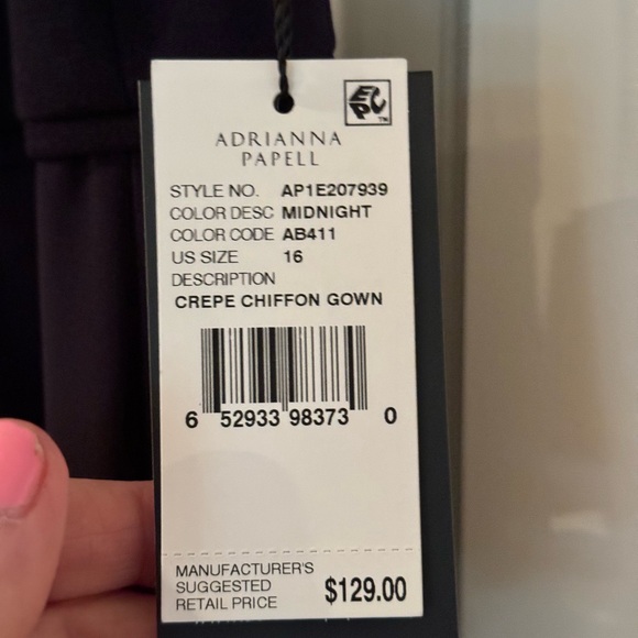 NWT Midnight Navy Formal gown by Adriana Papell. - Picture 4 of 5